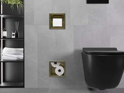 Mexen X-Wall-BP Toilet Paper Holder with Magazine, Brushed Gold - 1954