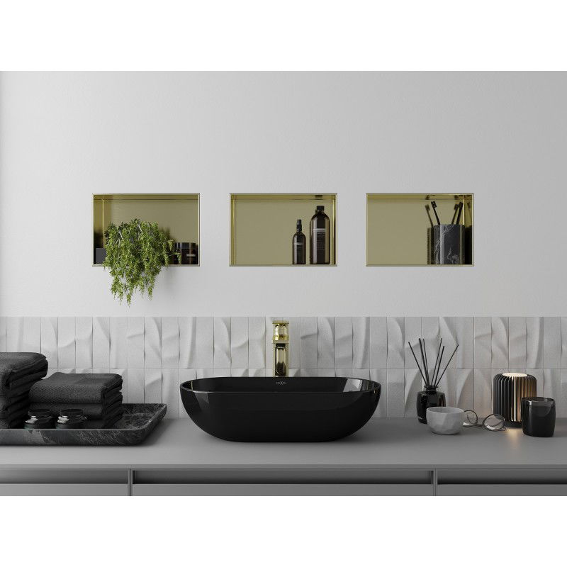 Mexen X-Wall-NR niche shelf without flange 30 x 20 cm, brushed gold - 1951302010