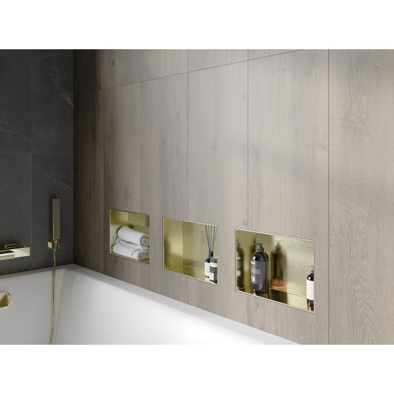 Mexen X-Wall-NR niche shelf without flange 30 x 20 cm, brushed gold - 1951302010