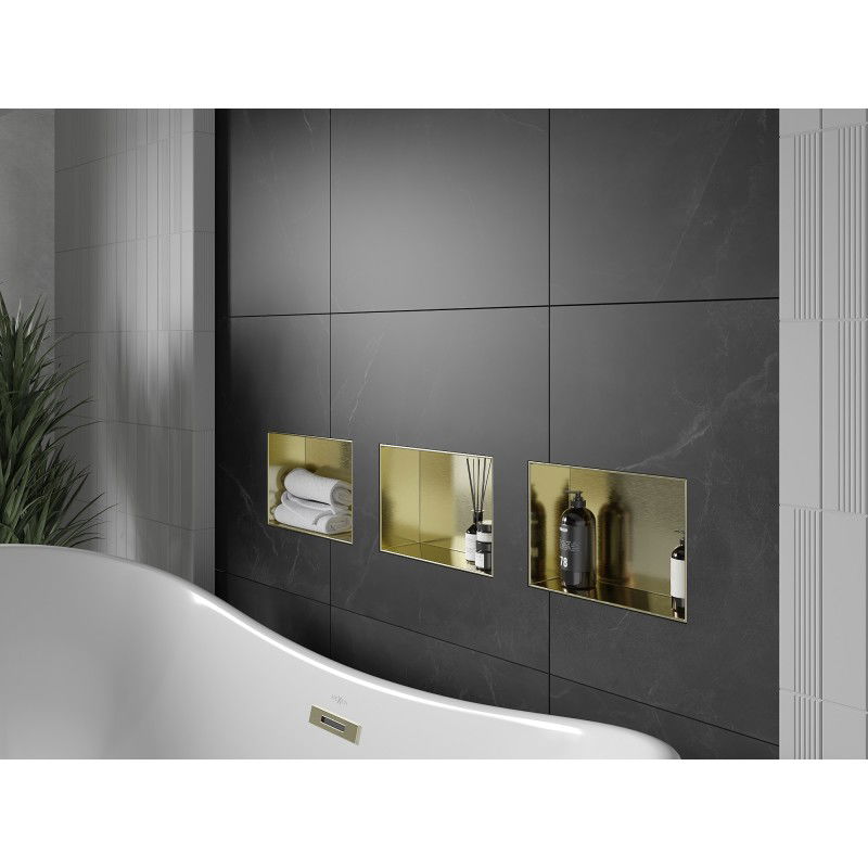 Mexen X-Wall-NR niche shelf without flange 30 x 20 cm, brushed gold - 1951302010