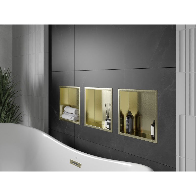 Mexen X-Wall-R recessed shelf with flange 30 x 30 cm, brushed gold - 1950303010