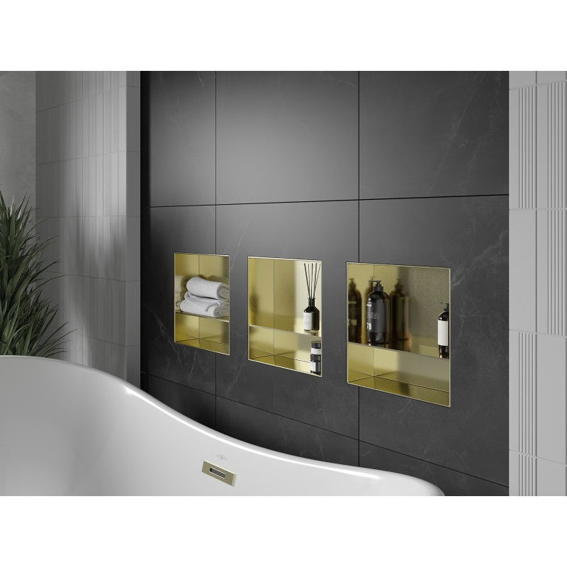 Mexen X-Wall-NR niche shelf without flange with shelf 30 x 30 cm, brushed gold - 1951303010S