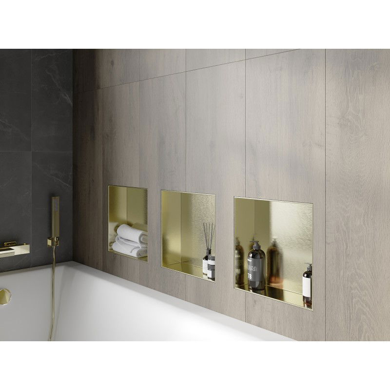 Mexen X-Wall-NR niche shelf without flange 30 x 30 cm, brushed gold - 1951303010
