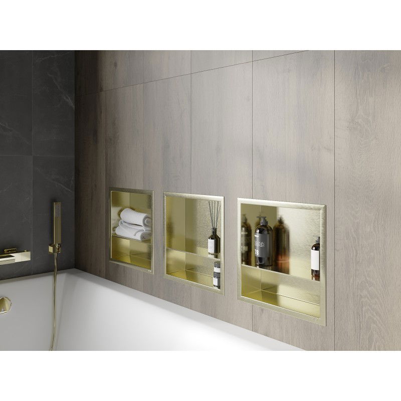 Mexen X-Wall-R recessed shelf with collar and shelf 30 x 30 cm, brushed gold - 1950303010S