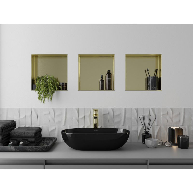 Mexen X-Wall-NR niche shelf without flange 30 x 30 cm, brushed gold - 1951303010