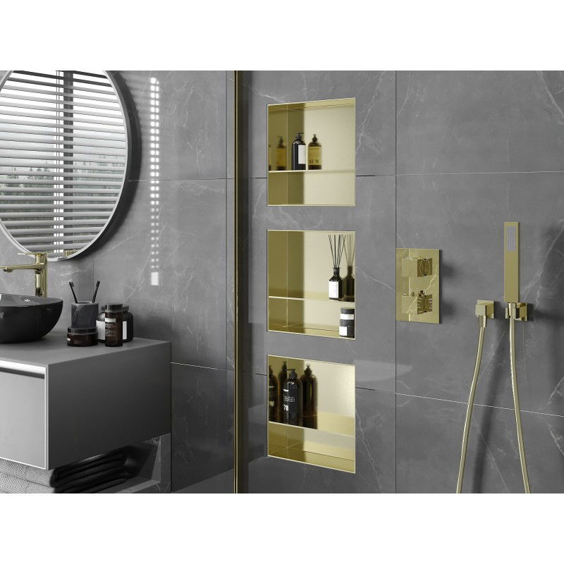 Mexen X-Wall-NR niche shelf without flange with shelf 30 x 30 cm, brushed gold - 1951303010S