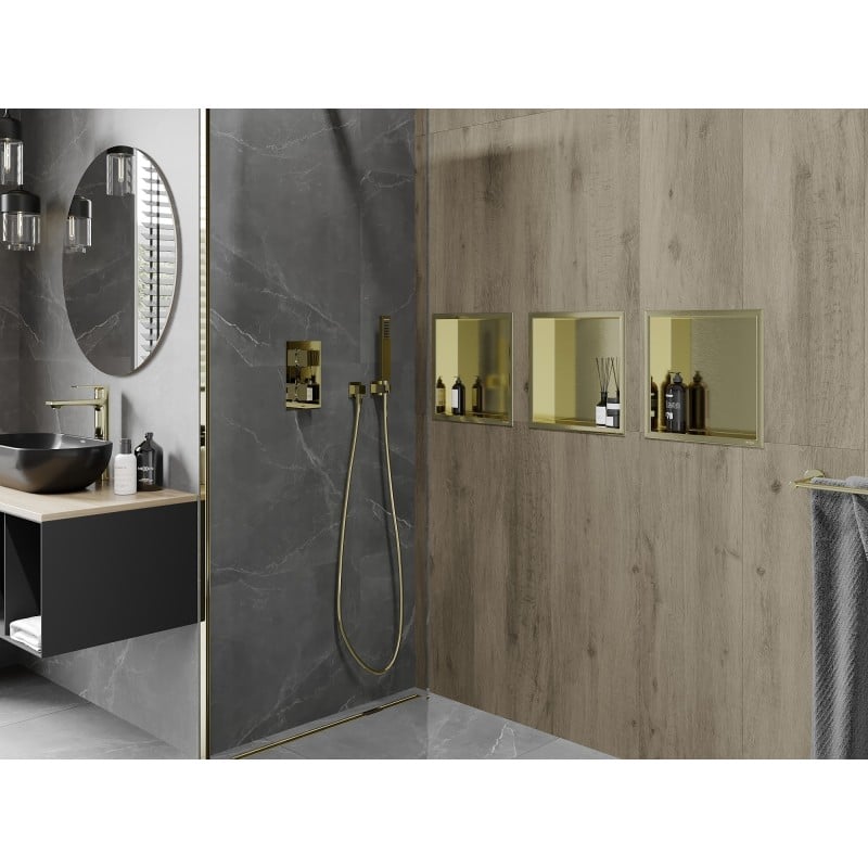 Mexen X-Wall-R recessed shelf with flange 30 x 30 cm, brushed gold - 1950303010