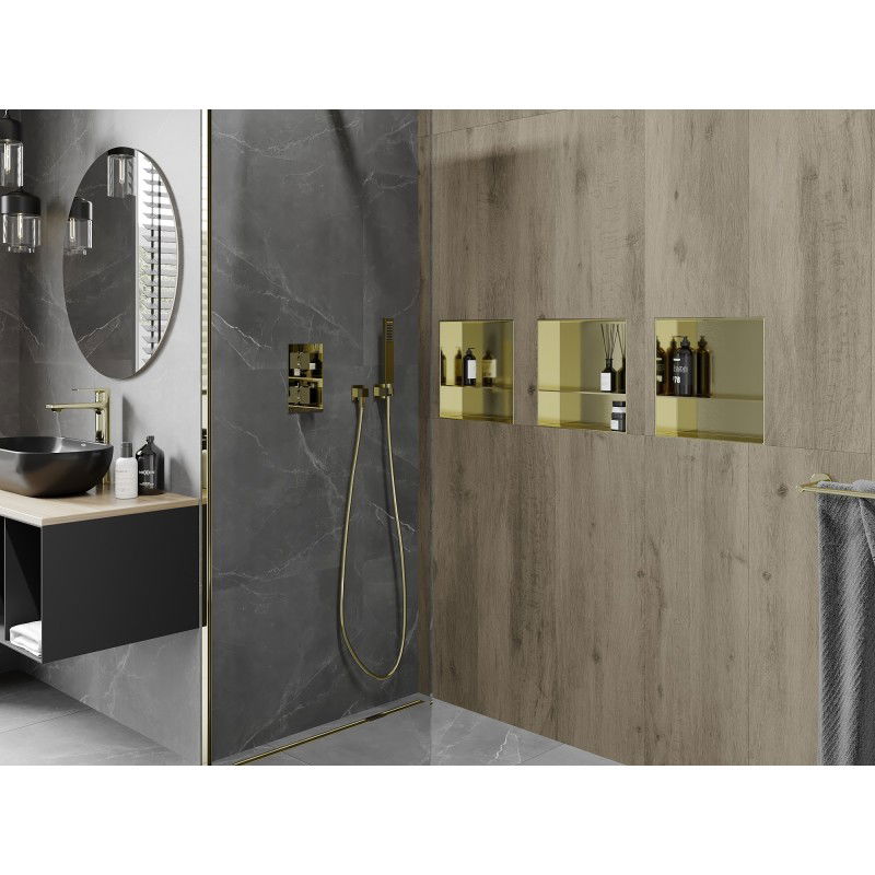 Mexen X-Wall-NR niche shelf without flange with shelf 30 x 30 cm, brushed gold - 1951303010S