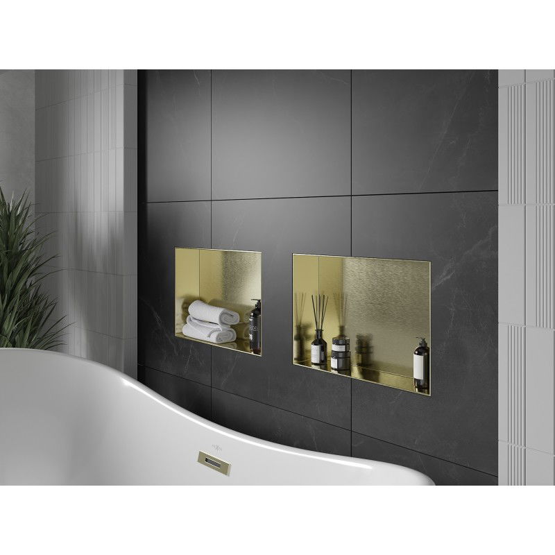 Mexen X-Wall-NR recessed shelf without flange 45 x 30 cm, brushed gold - 1951453010