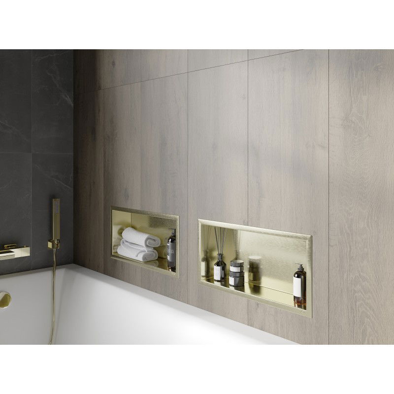 Mexen X-Wall-R niche shelf with flange 45 x 20 cm, brushed gold - 1950452010
