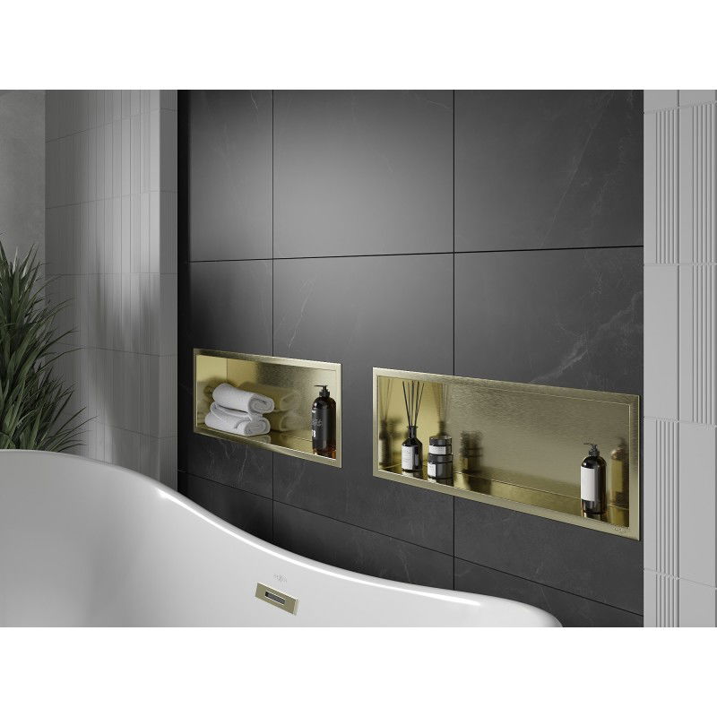 Mexen X-Wall-R niche shelf with flange 60 x 20 cm, brushed gold - 1950602010