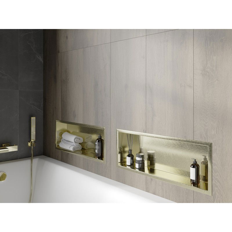 Mexen X-Wall-R niche shelf with flange 60 x 20 cm, brushed gold - 1950602010