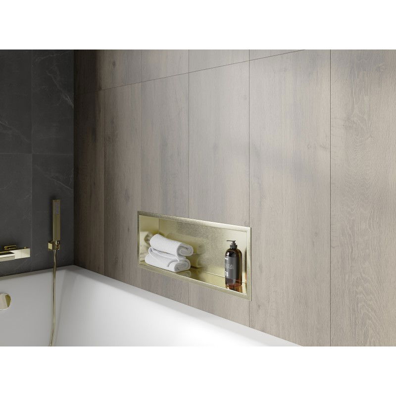 Mexen X-Wall-R niche shelf with flange 60 x 20 cm, brushed gold - 1950602010