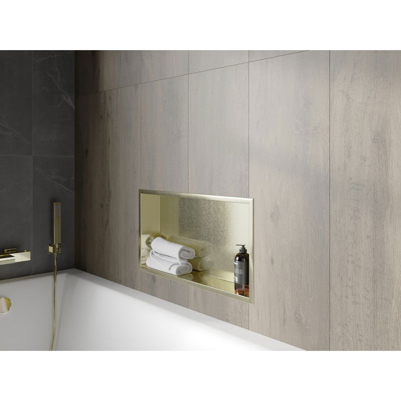 Mexen X-Wall-R niche shelf with flange 60 x 30 cm, gold brushed - 1950603010