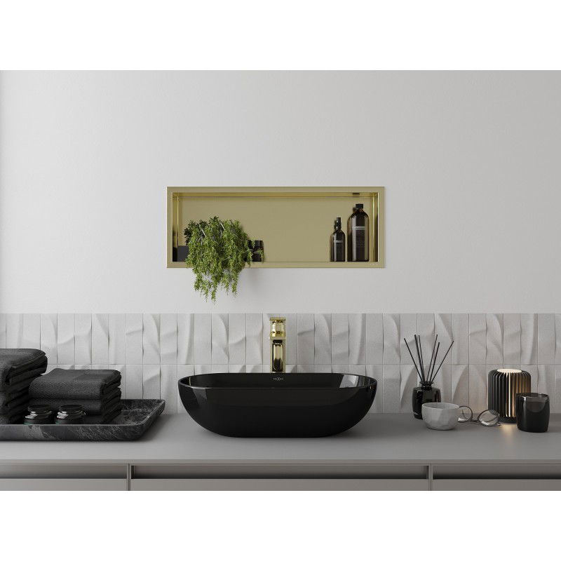Mexen X-Wall-R niche shelf with flange 60 x 20 cm, brushed gold - 1950602010