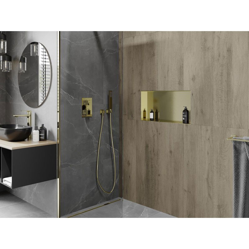 Mexen X-Wall-NR niche shelf without flange 60 x 30 cm, brushed gold - 1951603010