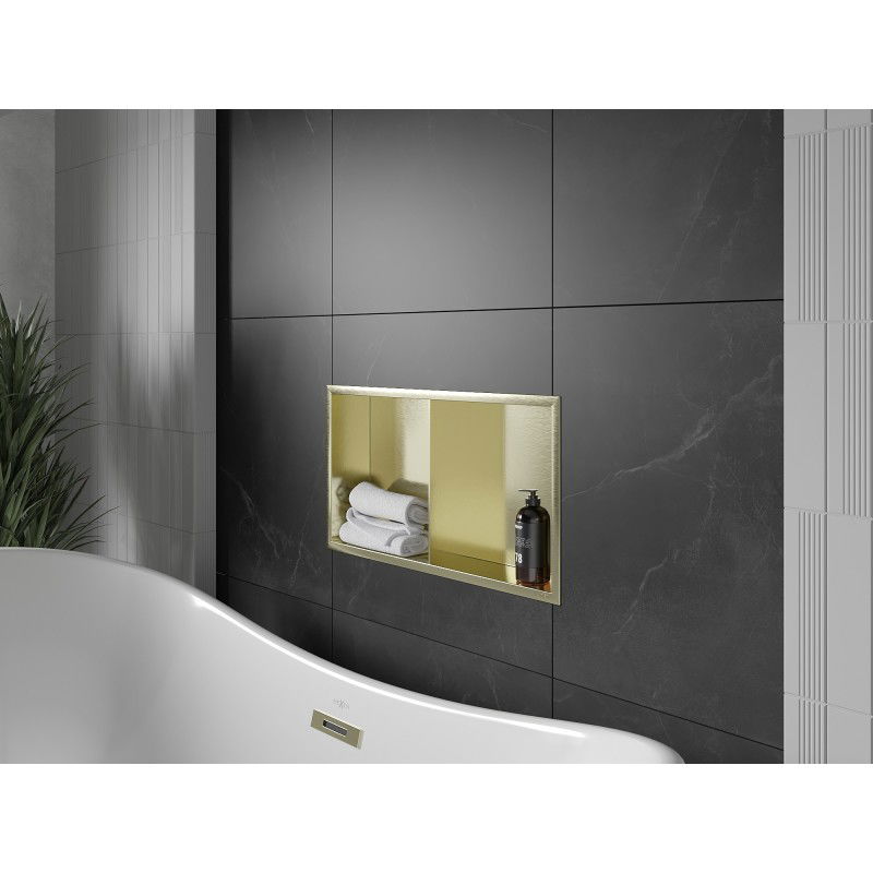 Mexen X-Wall-R niche shelf with flange and shelf 60 x 30 cm, brushed gold - 1950603010S