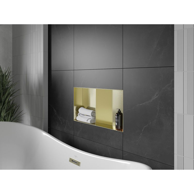 Mexen X-Wall-NR niche shelf without flange with shelf 60 x 30 cm, brushed gold - 1951603010S