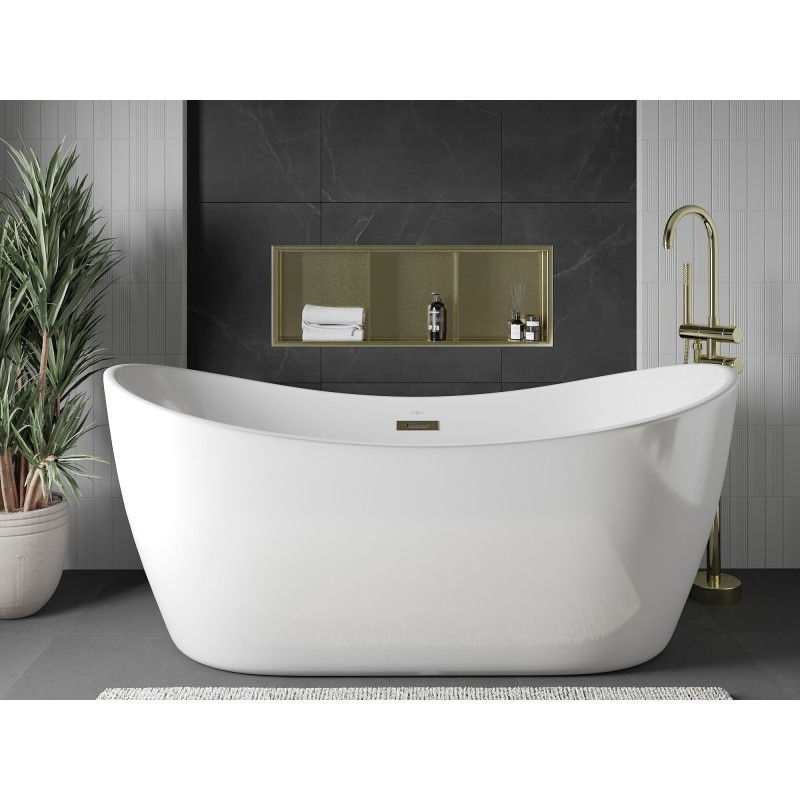 Mexen X-Wall-R recessed shelf with flange and shelf 90 x 30 cm, brushed gold - 1950903010S