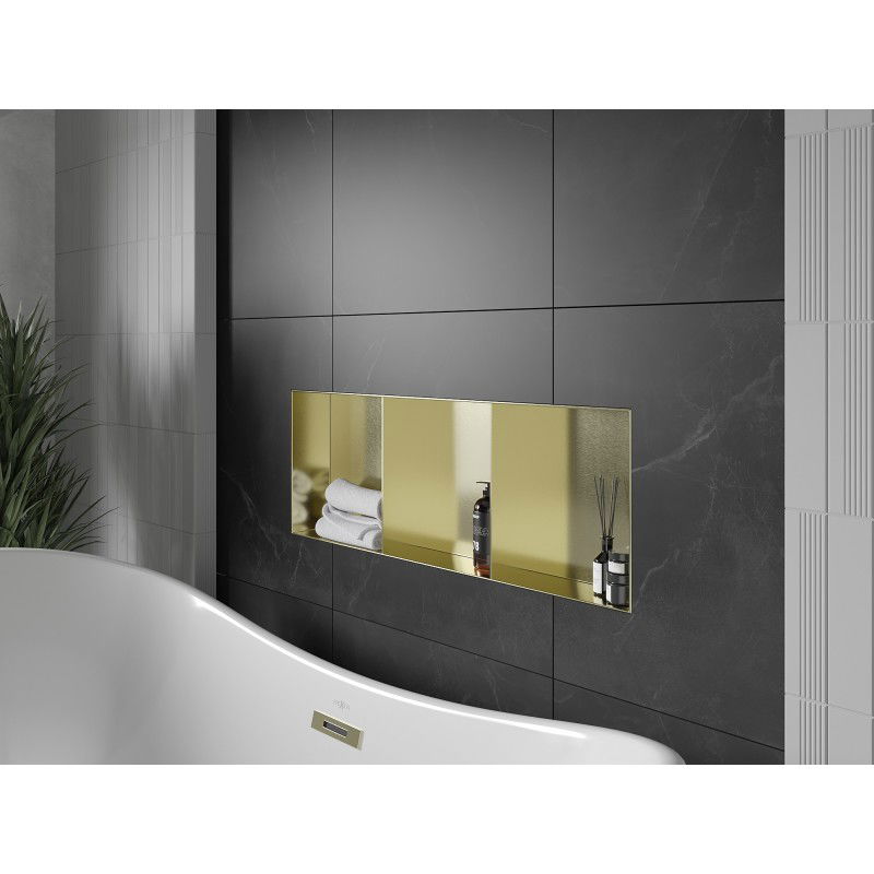 Mexen X-Wall-NR recessed shelf without flange with shelf 90 x 30 cm, brushed gold - 1951903010S