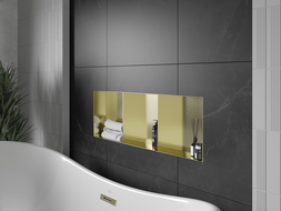 Mexen X-Wall-NR recessed shelf with a flange and shelf 90 x 30 cm, Gold - 1951903010S