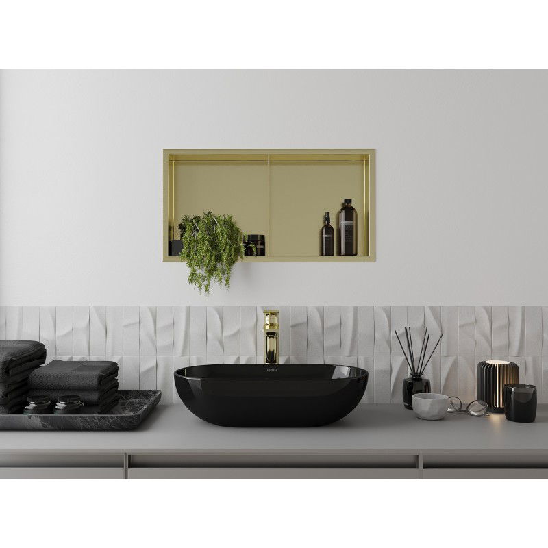 Mexen X-Wall-R niche shelf with flange and shelf 60 x 30 cm, brushed gold - 1950603010S
