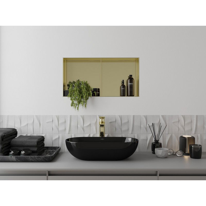 Mexen X-Wall-NR niche shelf without flange with shelf 60 x 30 cm, brushed gold - 1951603010S