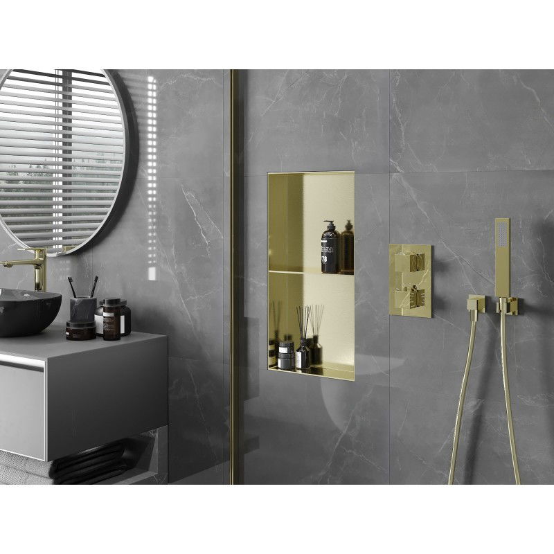Mexen X-Wall-NR niche shelf without flange with shelf 60 x 30 cm, brushed gold - 1951603010S