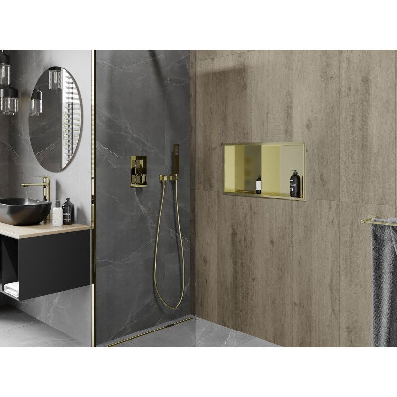 Mexen X-Wall-R niche shelf with flange and shelf 60 x 30 cm, brushed gold - 1950603010S