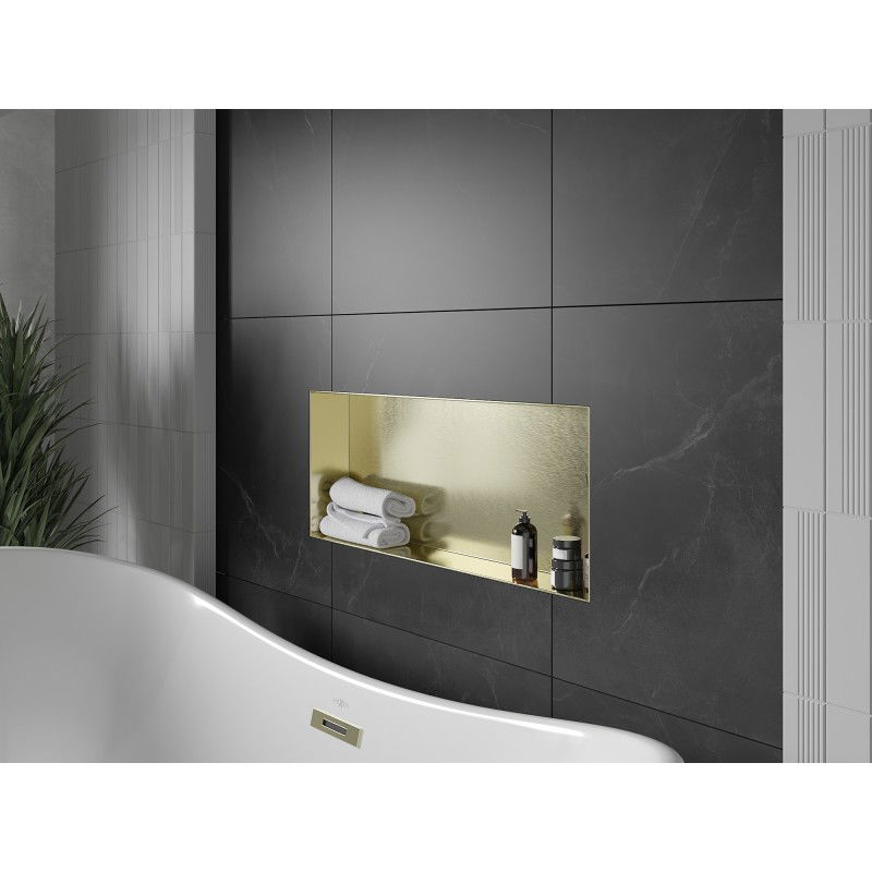 Mexen X-Wall-NR recessed shelf without flange 75 x 30 cm, brushed gold - 1951753010