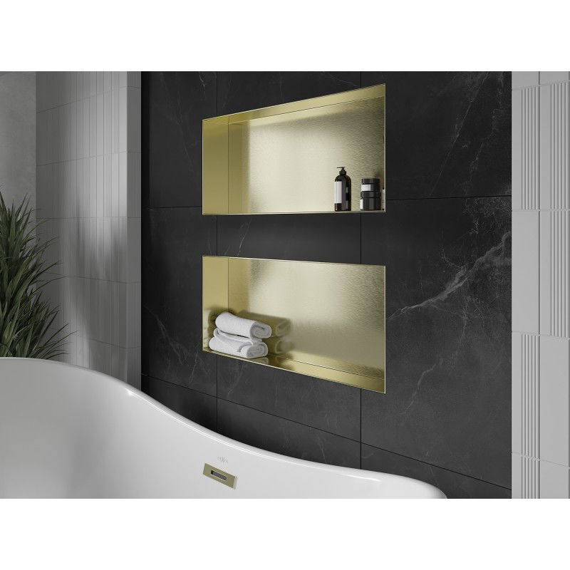 Mexen X-Wall-NR recessed shelf without flange 75 x 30 cm, brushed gold - 1951753010