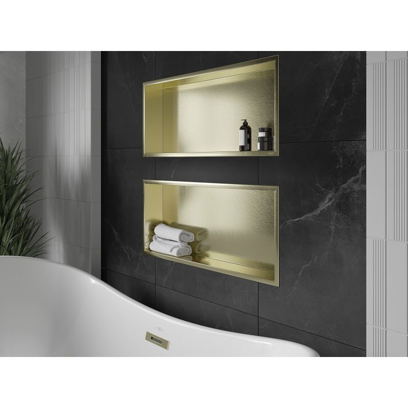 Mexen X-Wall-R recessed shelf with flange 75 x 30 cm, brushed gold - 1950753010