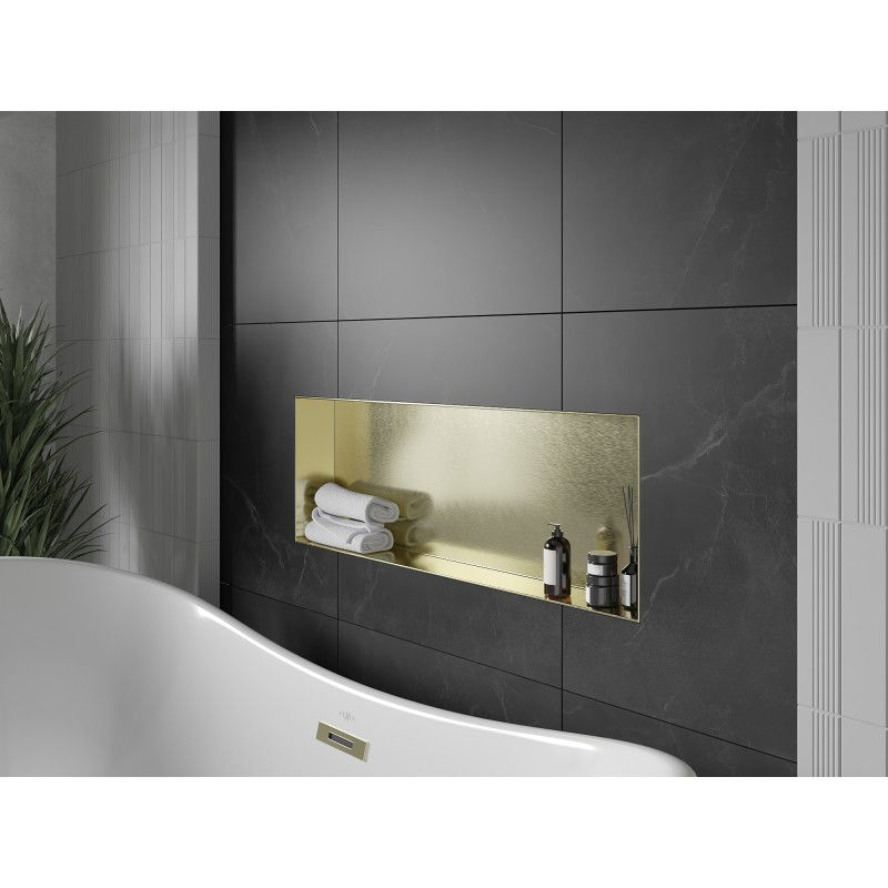 Mexen X-Wall-NR niche shelf without flange 90 x 30 cm, brushed gold - 1951903010