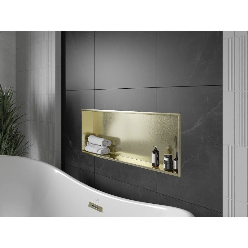 Mexen X-Wall-R recessed shelf with flange 90 x 30 cm, brushed gold - 1950903010