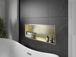 Mexen X-Wall-R recessed shelf with flange 90 x 30 cm, brushed gold - 1950903010