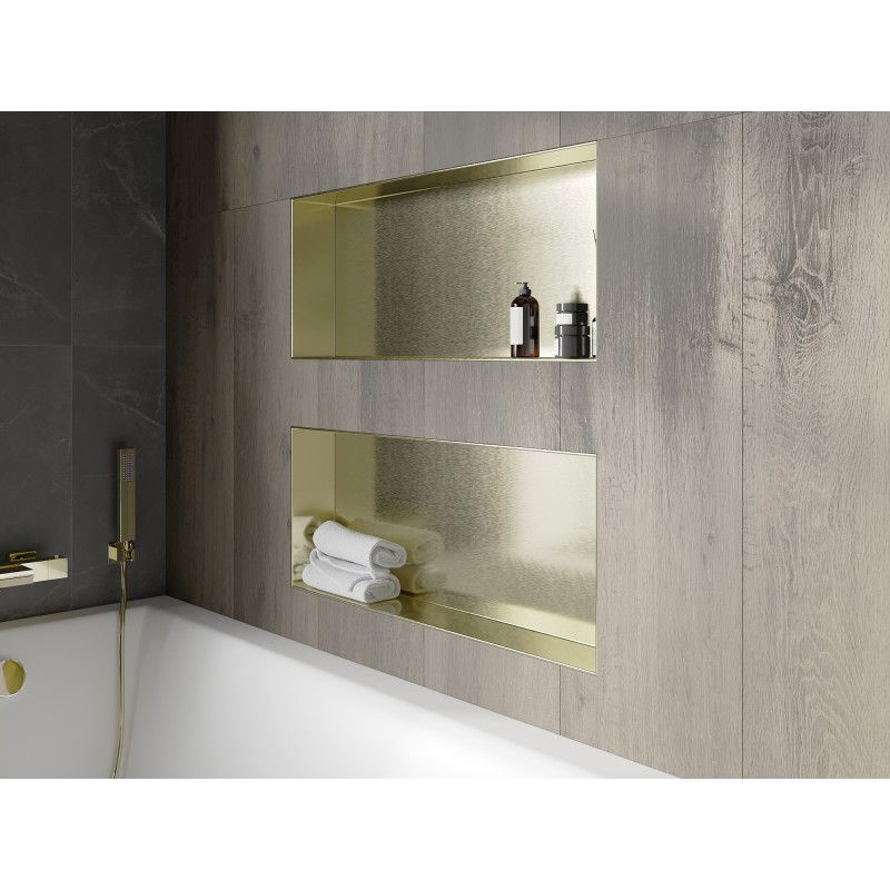 Mexen X-Wall-NR recessed shelf without flange 75 x 30 cm, brushed gold - 1951753010