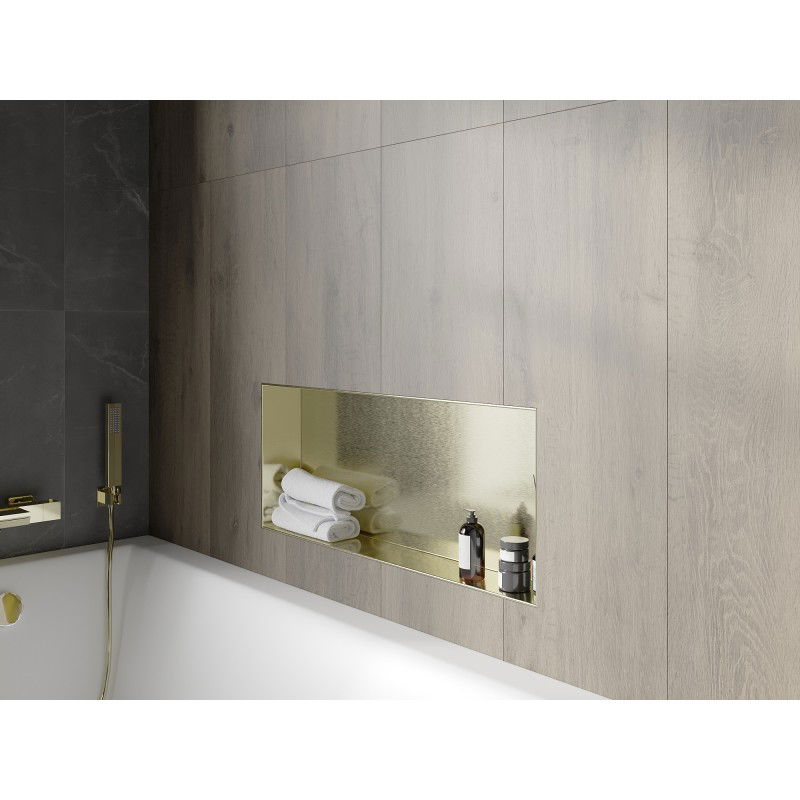 Mexen X-Wall-NR recessed shelf without flange 75 x 30 cm, brushed gold - 1951753010