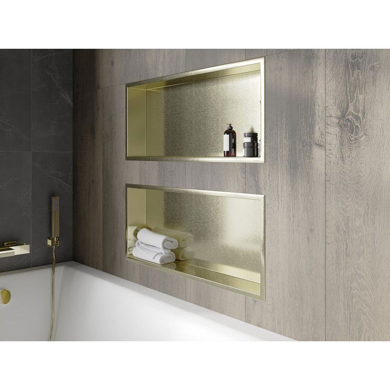 Mexen X-Wall-R recessed shelf with flange 75 x 30 cm, brushed gold - 1950753010