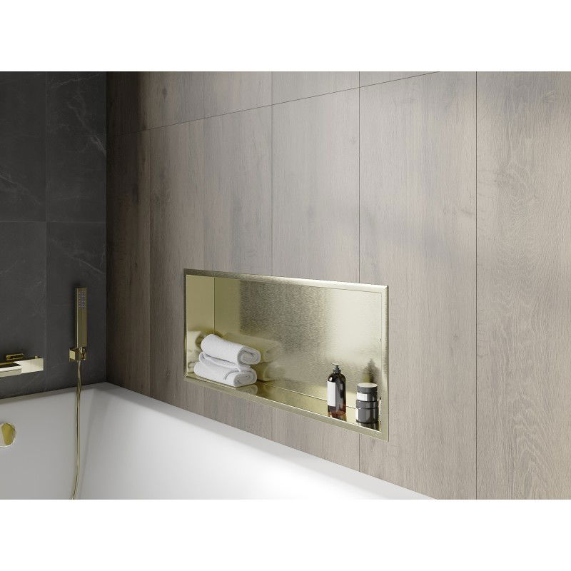 Mexen X-Wall-R recessed shelf with flange 75 x 30 cm, brushed gold - 1950753010