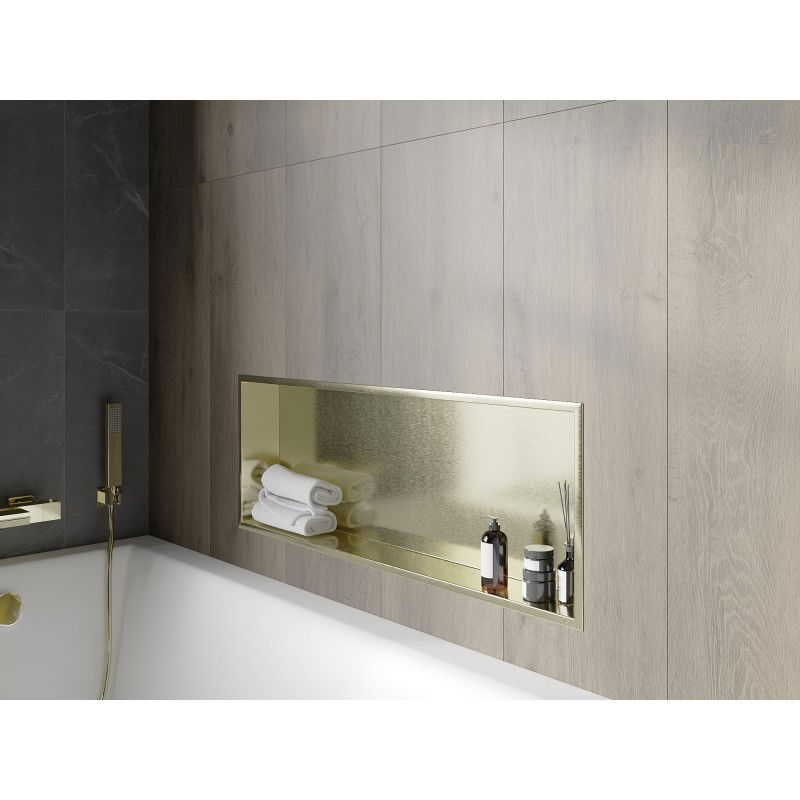 Mexen X-Wall-R recessed shelf with flange 90 x 30 cm, brushed gold - 1950903010