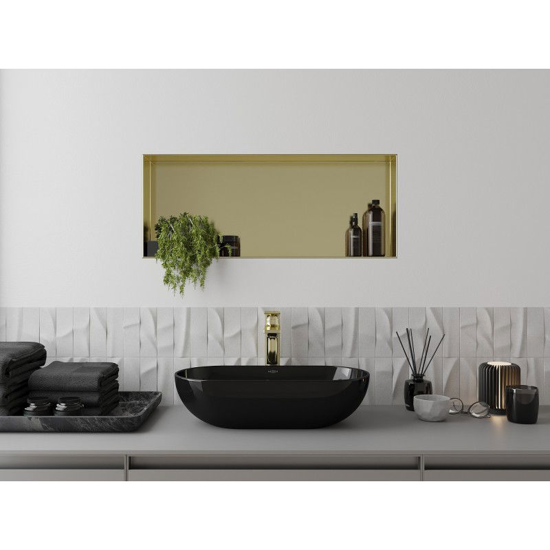 Mexen X-Wall-NR recessed shelf without flange 75 x 30 cm, brushed gold - 1951753010