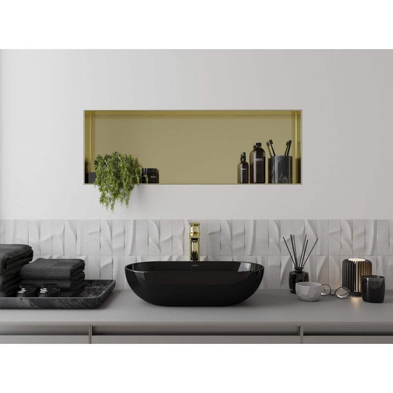 Mexen X-Wall-NR niche shelf without flange 90 x 30 cm, brushed gold - 1951903010
