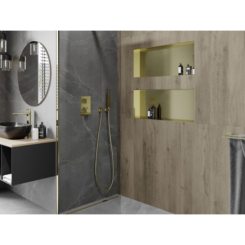 Mexen X-Wall-NR recessed shelf without flange 75 x 30 cm, brushed gold - 1951753010