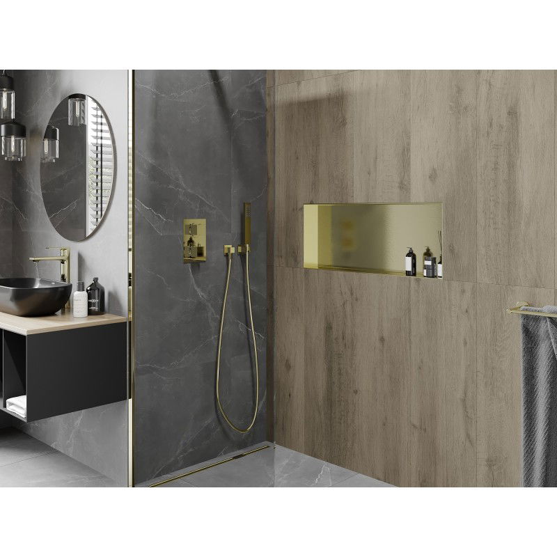 Mexen X-Wall-NR recessed shelf without flange 75 x 30 cm, brushed gold - 1951753010