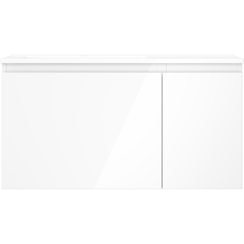 Mexen Orio bathroom cabinet 90 cm with left Otis sink, 1S, 1D, white gloss - 91A13-09047-3-BBFF00-W18L00