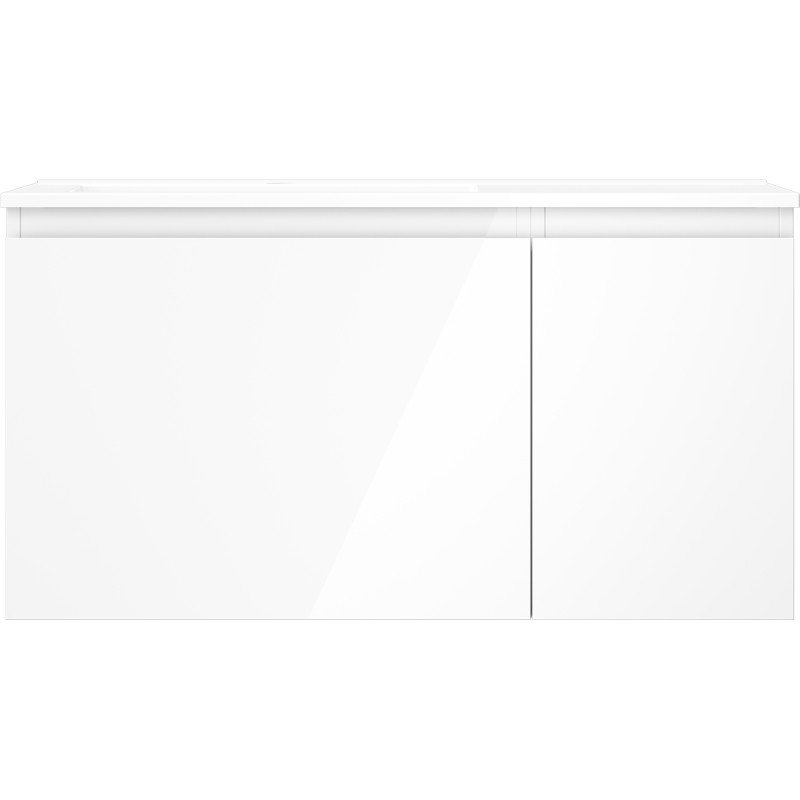 Mexen Orio bathroom cabinet 90 cm with left sink Otis, 1S, 1D, white gloss - 91A13-09047-3-BBFF00-W18L00