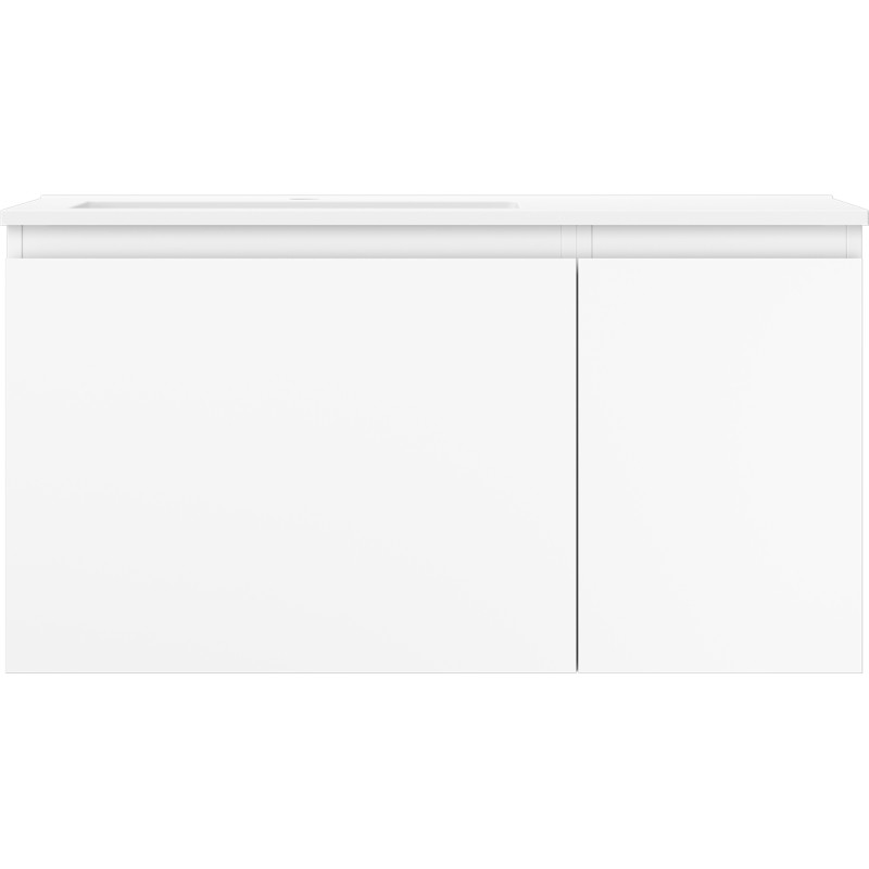 Mexen Orio 90 cm Bathroom Cabinet with Otis Left Sink, 1S, 1D, White Matte - 91A13-09047-3-BBFF01-W18L01