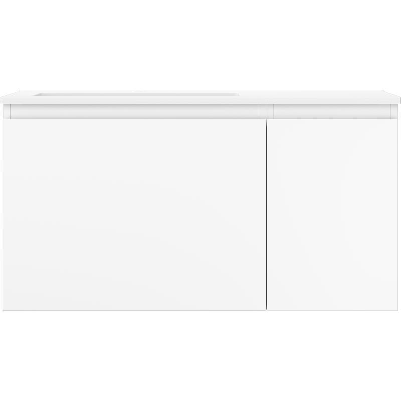 Mexen Orio bathroom cabinet 90 cm with Otis left washbasin, 1S, 1D, white matte - 91A13-09047-3-BBFF01-W18L01