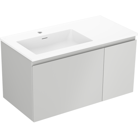 Mexen Orio 90 cm Bathroom Cabinet with Left Otis Sink, 1S, 1D, Gray Matte/White Matte - 91A13-09047-3-BBFF62-W18L01