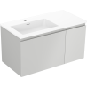 Mexen Orio 90 cm Bathroom Cabinet with Left Otis Sink, 1S, 1D, Gray Matte/White Matte - 91A13-09047-3-BBFF62-W18L01